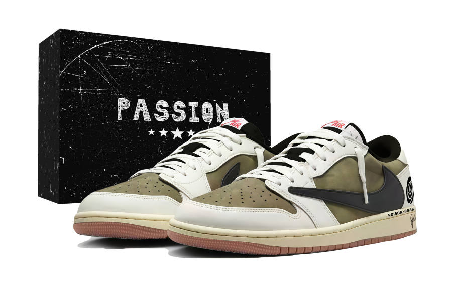Jordan Travis Scott x Jordan Air Jordan 1 Green Wilderness Rose Box Classic And Versatile Abrasion Resistant Low top