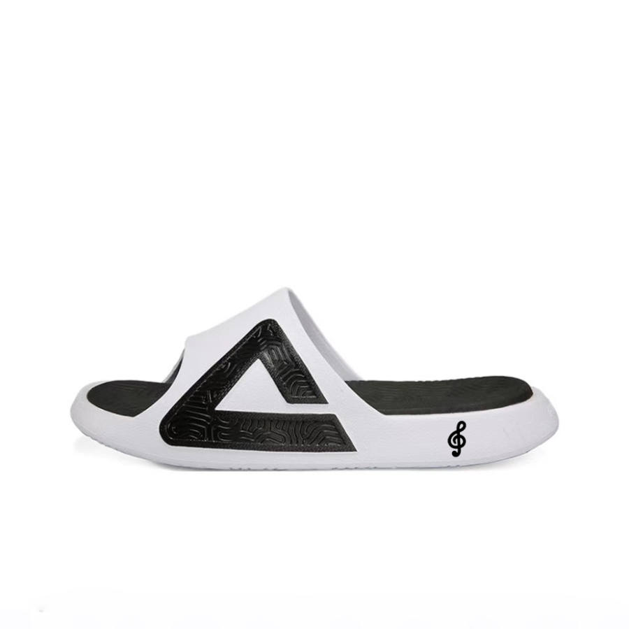 PEAK Tai Ji1.0 Quiet Slip Resistant Quiet Slip Resistant Slide Slippers Men's White Black