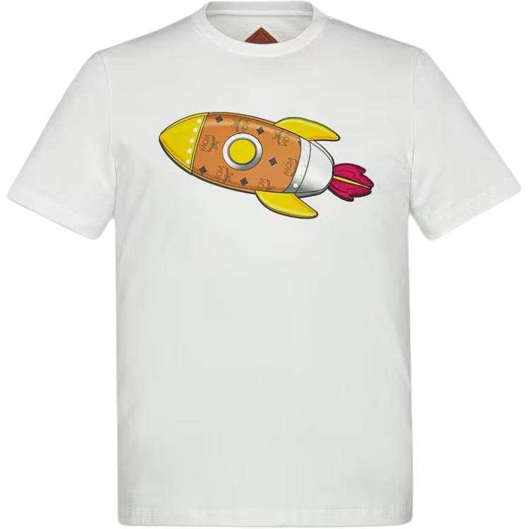MCM T Shirts Unisex White Crew Neck Moderate Straight Fit