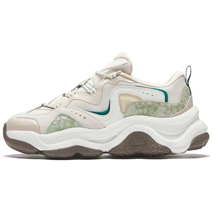 Anta Abrasion Resistant Breathable Low top Casual Shoes Women's White Brown Green