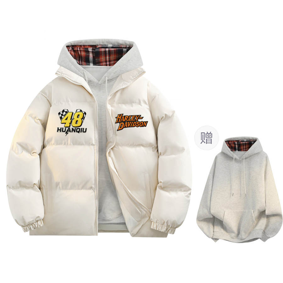 HUANQIU Down Jackets Unisex Stand Collar Thickened Puffer Jacket