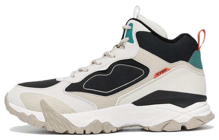 XTEP Volcano Slip Resistant, Abrasion Resistant, Breathable, Thermal Mid Top Sports Casual Shoes Men's Black White