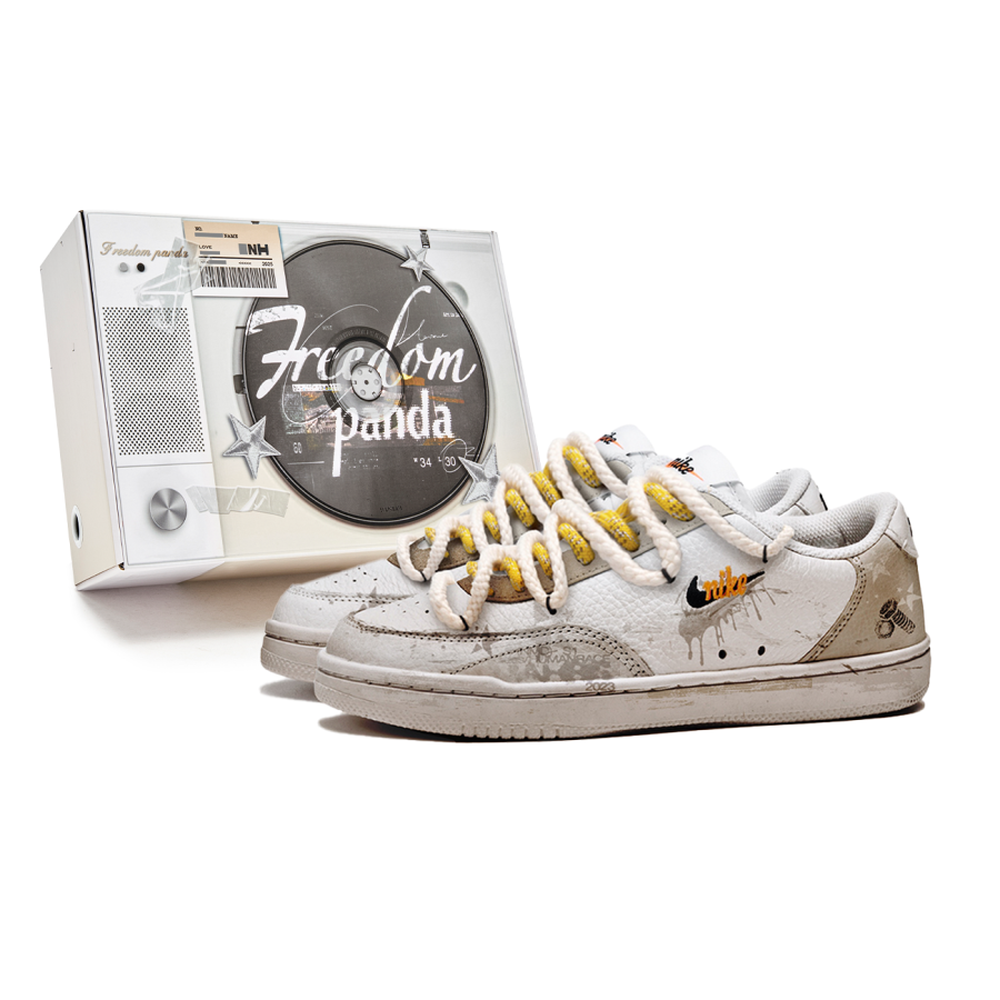 Nike Nike Court Vintage Freedom Panda Box Beiyu Anti Slip Wear Resistant Low Top Casual Shoes Women's Brown Yellow