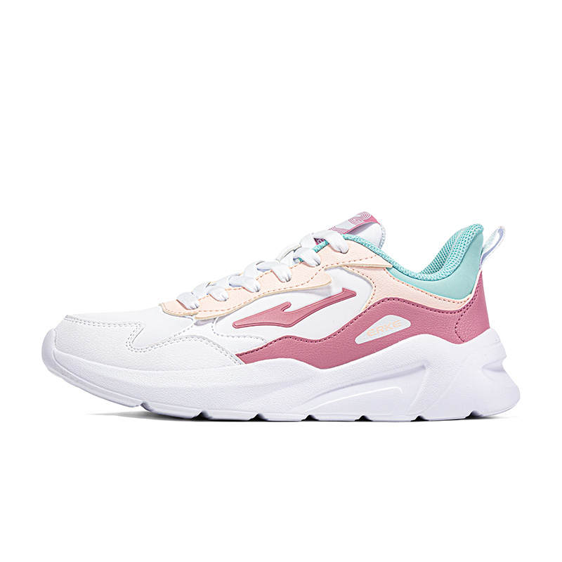 Erke Comfortable And Breathable Abrasion Resistant Low top Running Shoes Women's Erke White/Bauhinia Pink