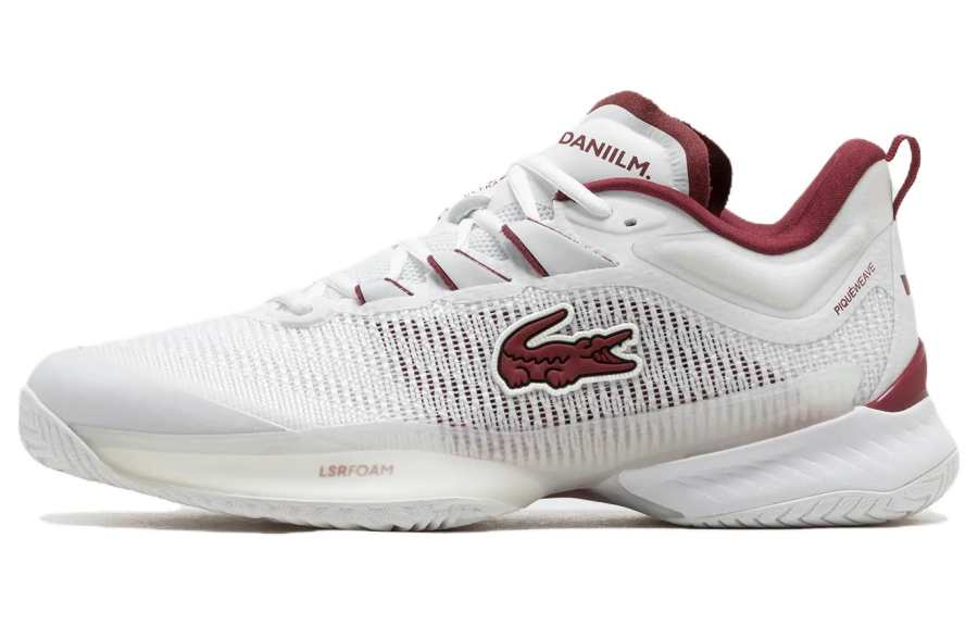 LACOSTE Fabric Low top Casual Shoes Men's White Red