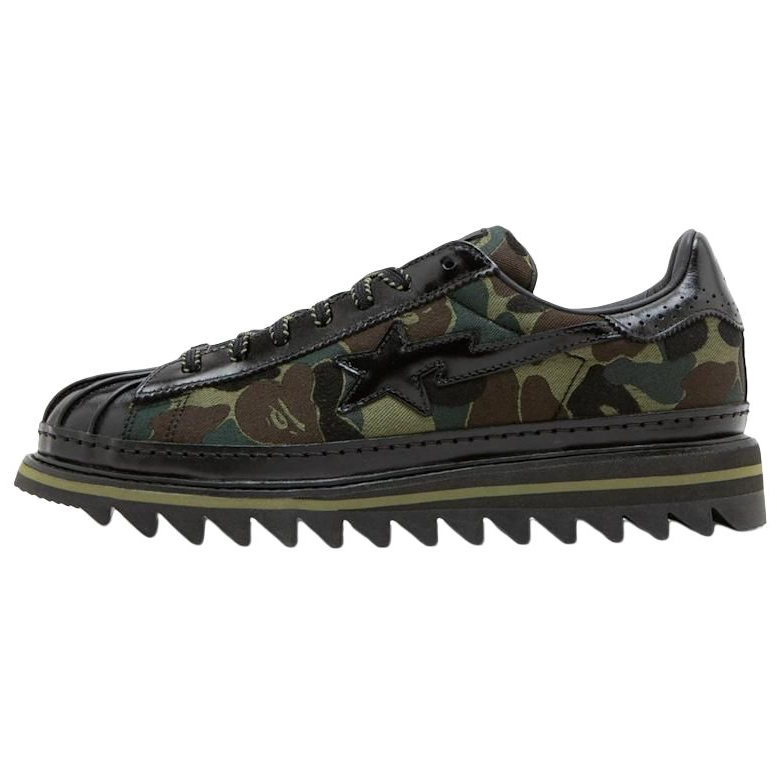 Adidas Originals CLOT X BAPE® x Adidas Originals SUPERSTAR Casual Shoes Unisex Black Green
