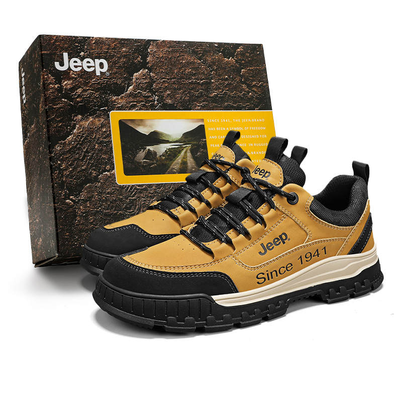 Jeep Low top Outdoor Shoes Men's Brown Yellow