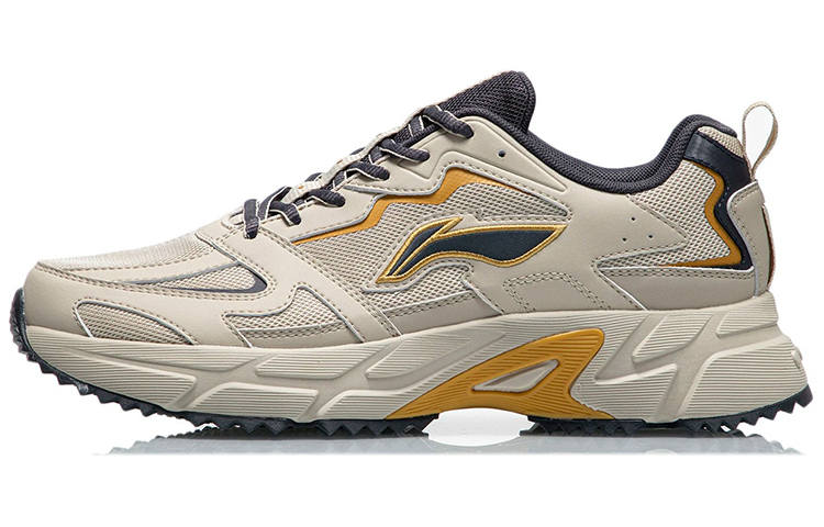 Li-Ning Li Ning Support Trendy Non slip Lightweight Low top Sports Casual Shoes Men's Beige Yellow
