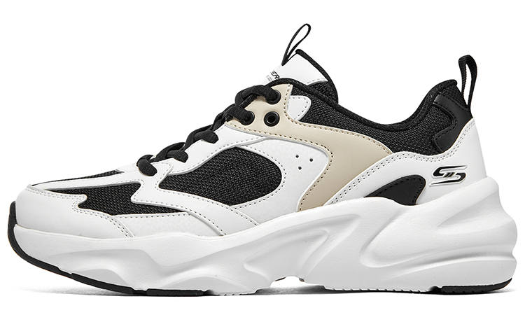 Skechers Surfing Waves Mesh, Artificial Leather Low top Casual Shoes Women's White Black Beige