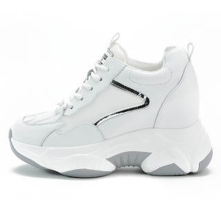 NRDROFFICIAL Petite Platform Shoes 6cm Height Increasing, Fleece Lined White Shoes Low top Casual Shoes Women's