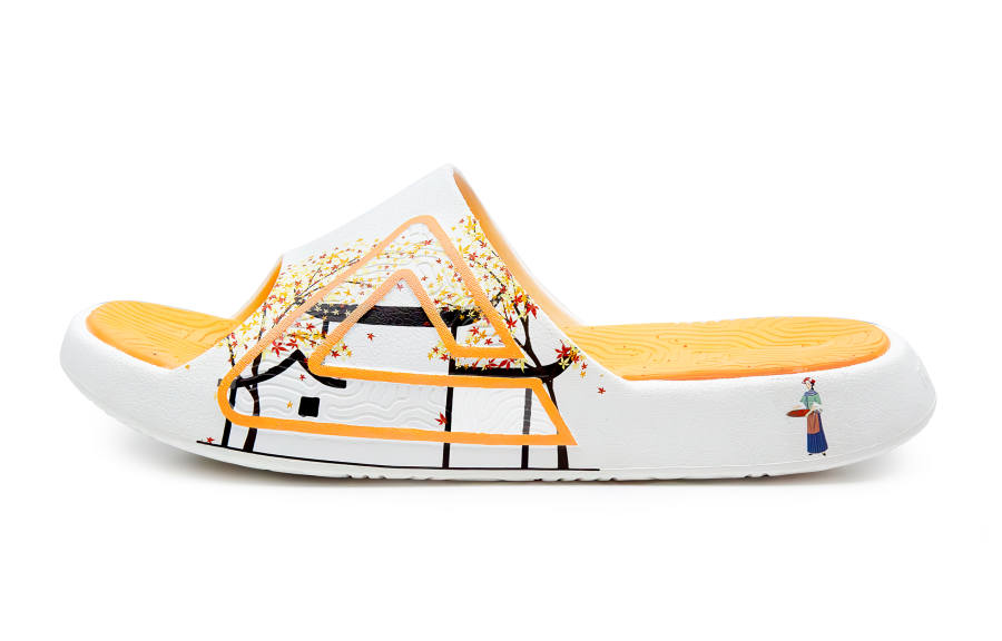 PEAK x WUYUANHUANGLING Tai Ji1.0 Graffiti Slide Slippers Unisex White Yellow Orange