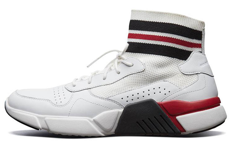 Skechers Block Textile, Leather High top Casual Shoes Men's White Red