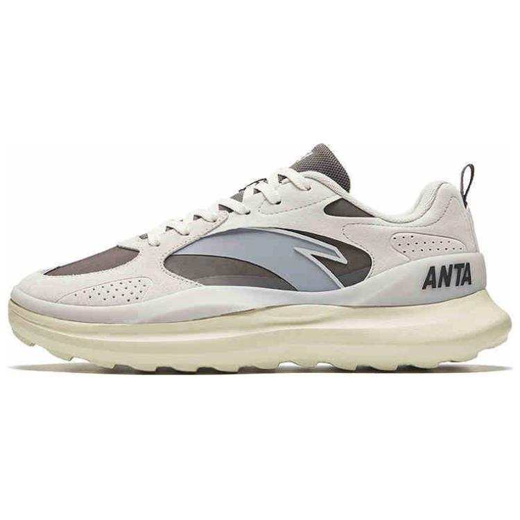 Anta Textile, Synthetic Leather Abrasion Resistant Slip Resistant Low top Casual Shoes Men's Beige Gray Brown