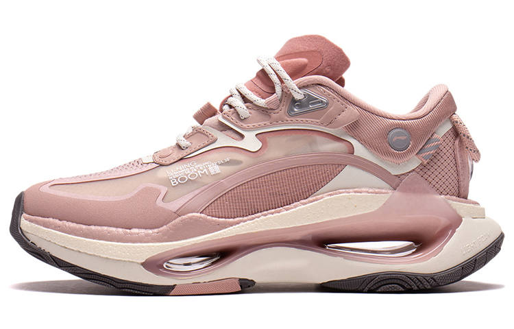 Li-Ning Li Ning Infinity Cushioning Slip Resistant Abrasion Resistant Rebound Low top Casual Shoes Women's Pink