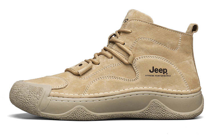 Jeep Leather Cushioning Abrasion Resistant Coverage Mid top Outdoor Shoes Men's Earth Yellow