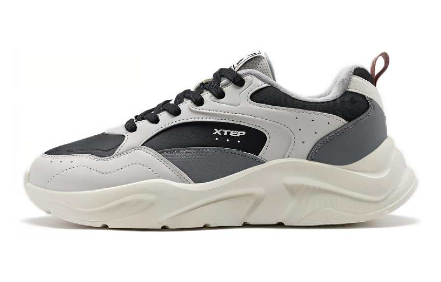 XTEP Fleece Lined Thermal Cushioning Slip Resistant Abrasion Resistant Low top Casual Shoes Men's Gray Black