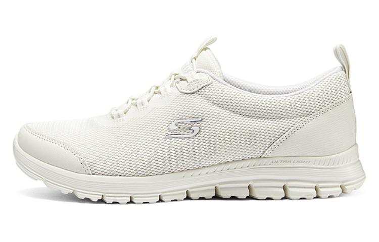 Skechers Mesh, Textile, Synthetic Leather Cushioning Breathable Lightweight Low top Casual Shoes Women's Ivory