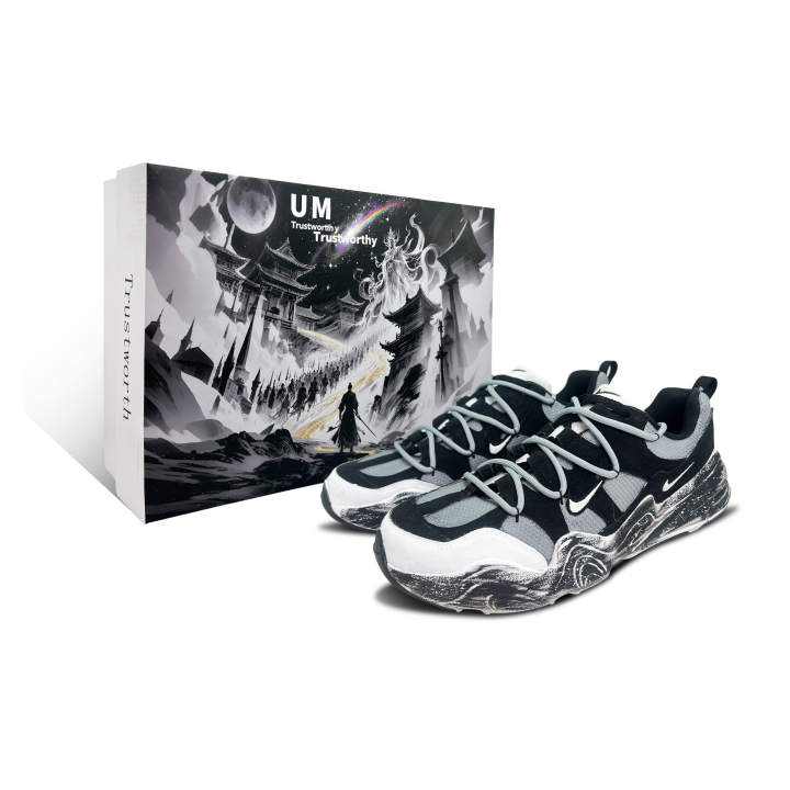 Nike Nike Tech Hera Deep Graphite Wave Cushioning Low top Casual Shoes Unisex Gray