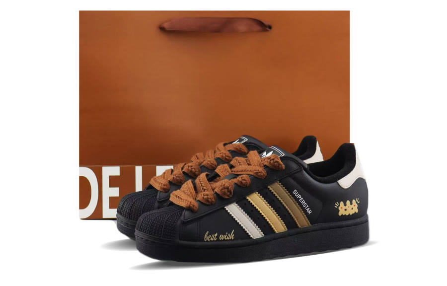 Adidas Originals Superstar 2 Abrasion Resistant Low top Skateboard Shoes Unisex Black Silver