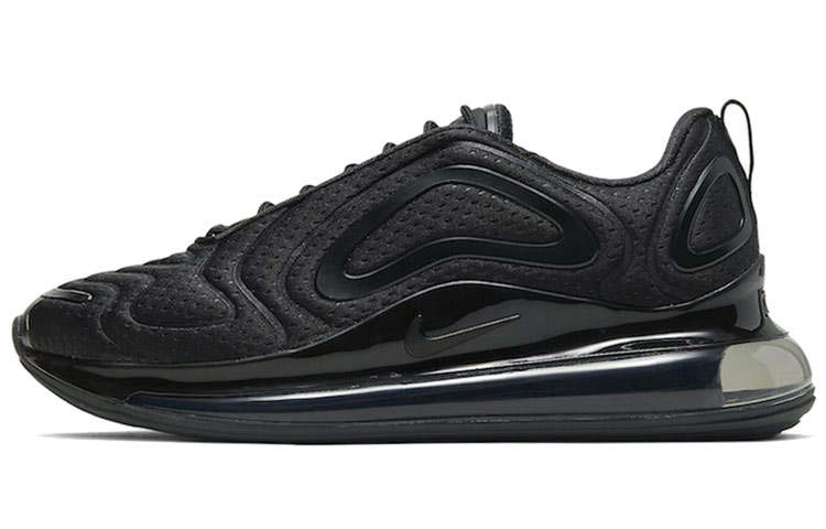 Nike Nike Air Max 720 Triple Black Mesh, Textile Cushioning Lightweight Cushioning Lightweight Low top Casual Shoes Men's