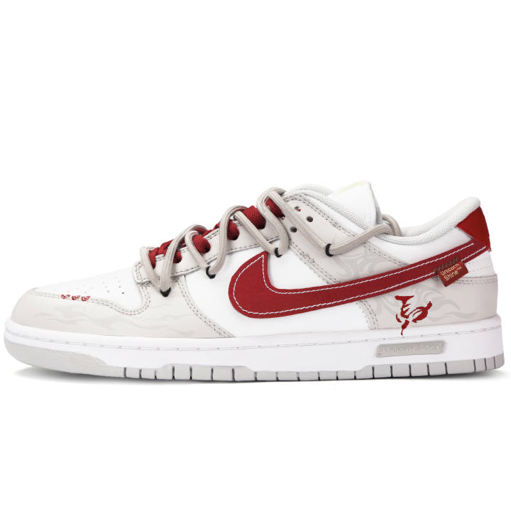 Nike Nike Dunk Riding The Flames And Chasing The Wind Abrasion Resistant Low top Skateboard Shoes Unisex Red Gray
