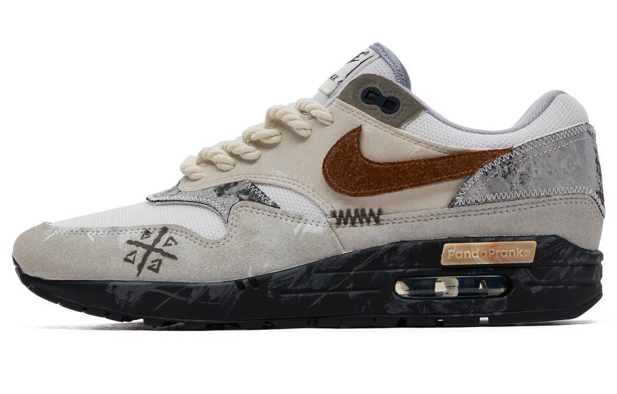 Nike Nike Air Max 1 Abrasion Resistant Slip Resistant Abrasion Resistant Slip Resistant Low top Casual Shoes Men's Beige Red