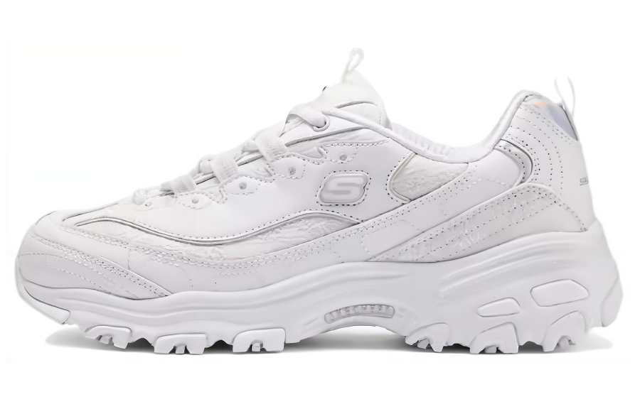 Skechers D'Lites 1.0 Synthetic Leather Cushioning, Wear Resistant Low top Casual Shoes Women's White