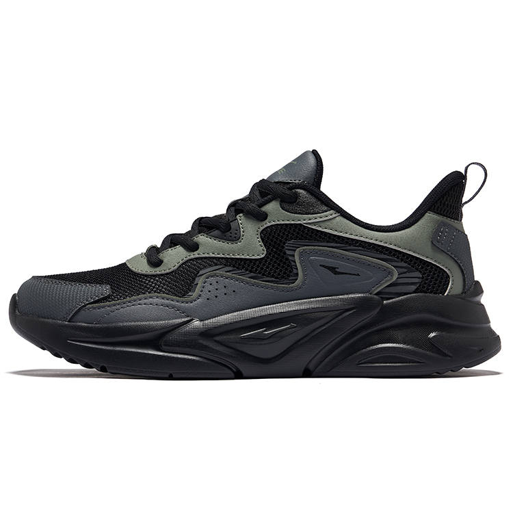 Erke Sichuan Flow 2.0 Cushioning Abrasion Resistant Breathable Low top Casual Shoes Men's Jet Black Carbon Gray