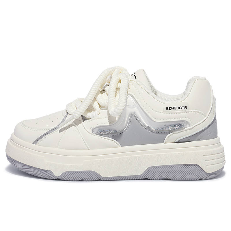 JIONGSEN Lightweight Height Increasing Low top Casual Shoes Women's White Silver