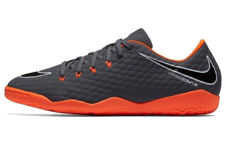 Nike Nike Hypervenom Phelon Indoor Fabric Cushioning Slip Resistant Abrasion Resistant Soccer Shoes Gray Orange