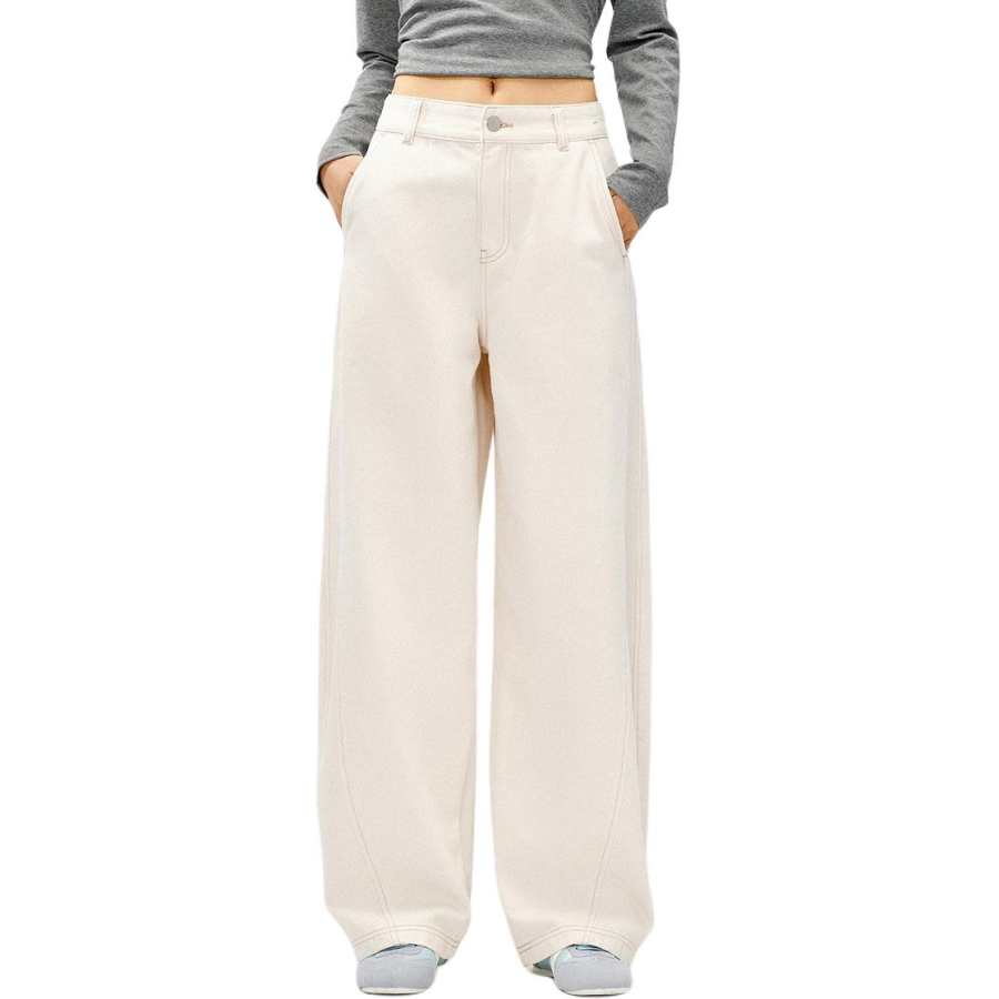 Semir Jeans Women's Vanilla White 10701 Moderate Wide Leg Pants