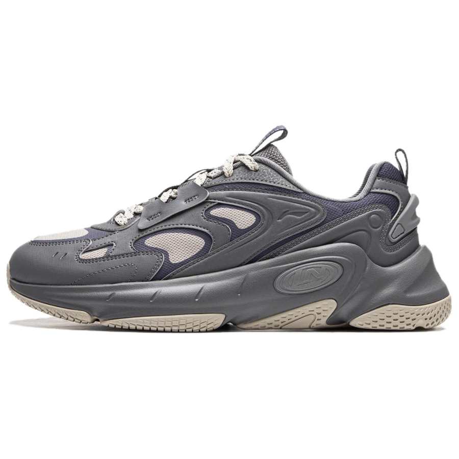 Li-Ning Li Ning Abrasion Resistant Slip Resistant Low top Casual Shoes Men's Gray