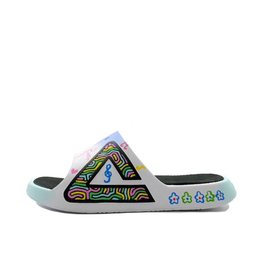 PEAK Quiet Slip Resistant Abrasion Resistant Slide Slippers Unisex White Black
