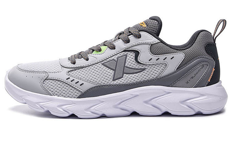 XTEP Textile, Synthetic Leather Breathable Low top Sports Casual Shoes Men's Gray Black