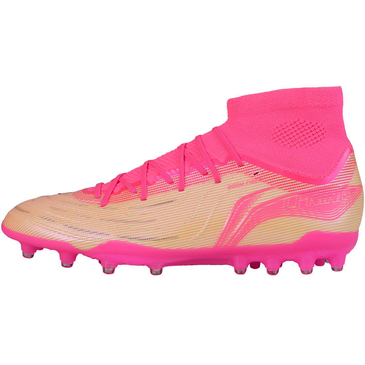 Li-Ning Li Ning Soccer Shoes Men's High Top Pink Color
