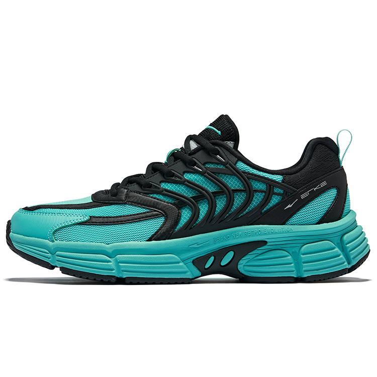 Erke Fishbone Abrasion Resistant Breathable Low top Casual Shoes Men's Fuchia Blue Jet Black