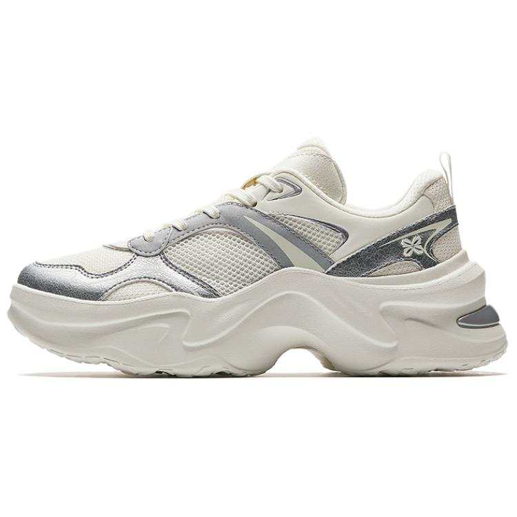 Anta Abrasion Resistant Lightweight Wear resistant And Lightweight Low top Casual Shoes Women's White Silver