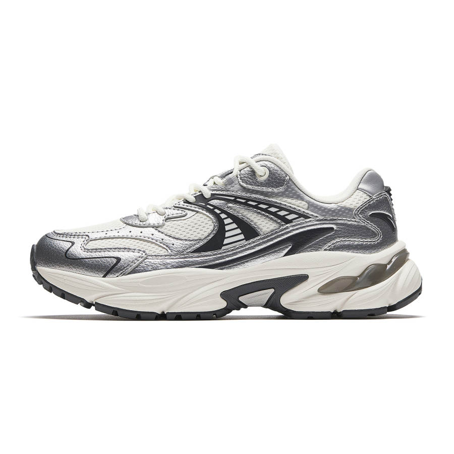 Anta AT802 Cushioning Height Increasing Abrasion Resistant Casual Shoes Women's Ivory White/Silver/Castle Gray