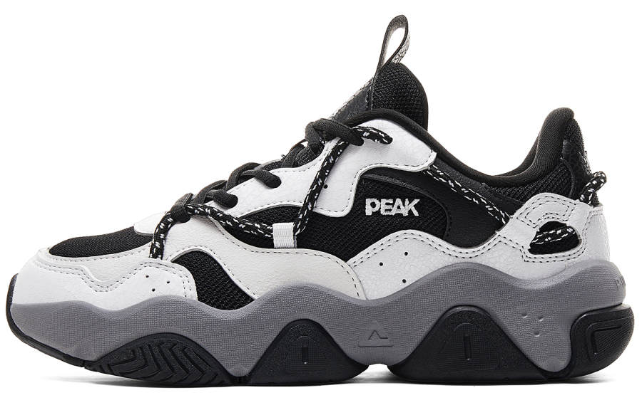 PEAK Cat Paw Shoes Cushioning Slip Resistant Height Increasing Rebound Low top Casual Shoes Women's Light Gray Black