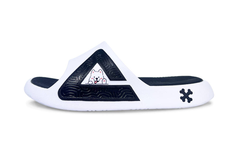 PEAK Tai Ji1.0 Quiet Abrasion Resistant Cushioning Slide Slippers Men's White Black