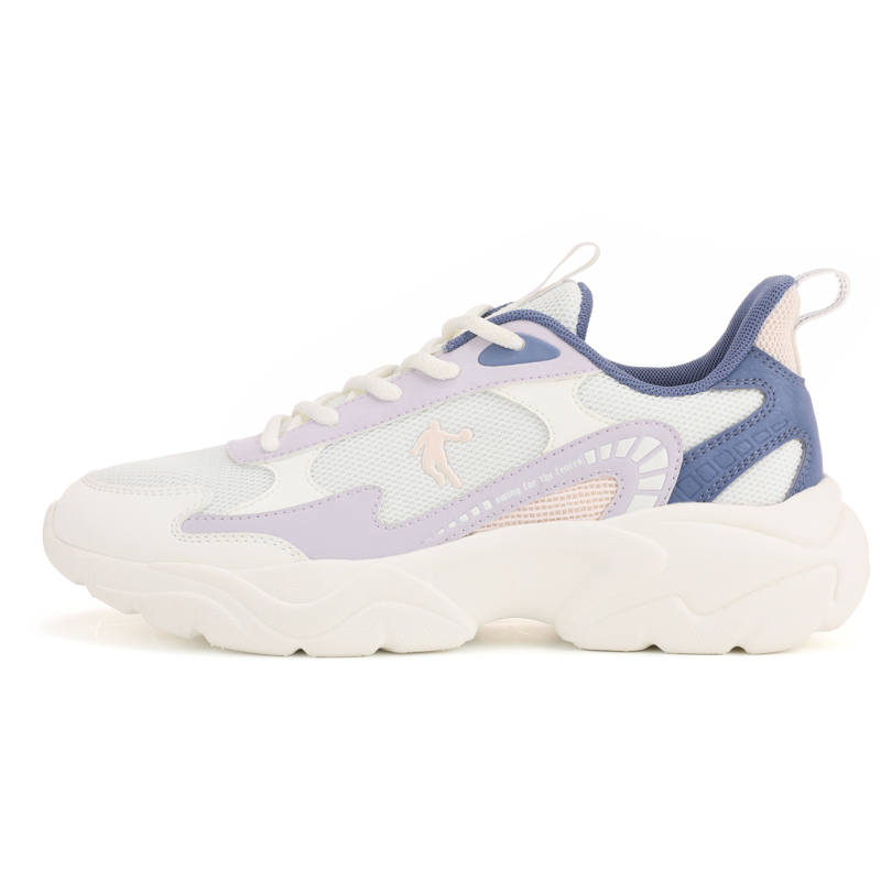 QIAODAN Cushioning Slip Resistant Abrasion Resistant Low top Casual Running Shoes Women's White Purple Blue