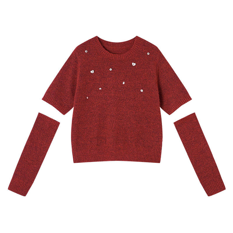 XIANGYING Knitwear Women's Crew Neck Moderate Irregular
