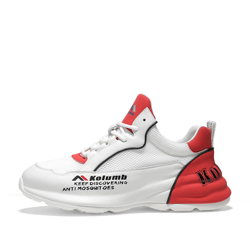 KOLUMB Cushioning Abrasion Resistant Breathable Low top Casual Shoes Men's White Red