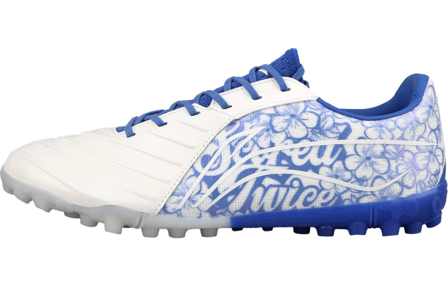 Li-Ning Li Ning Brocade TF Turf Firm Ground, Artificial Turf Cushioning Soccer Shoes Men's Blue And White Porcelain