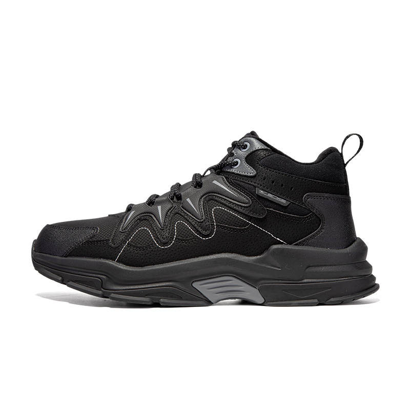 Erke Fleece Lined Comfortable Slip Resistant Abrasion Resistant Mid top Casual Shoes Men's Black Gray