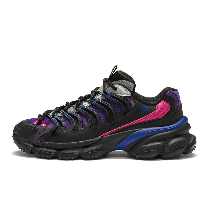 FILA FUSION BRACKET Starship Shoes Abrasion Resistant Low top Casual Shoes Men's Black Iron Blue Purple