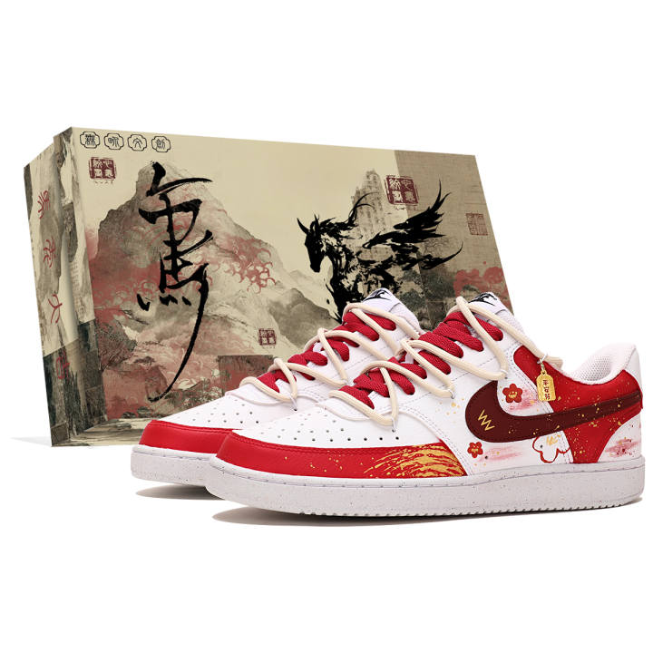 Nike Nike Court Vision 1 Abrasion Resistant Low top Skateboard Shoes Men's Red White