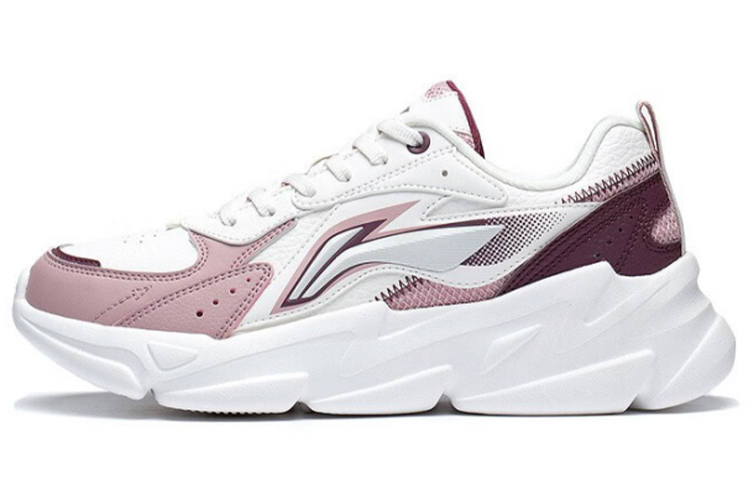 Li-Ning Li Ning Comfortable Low top Sports Casual Shoes Women's White Rose Red
