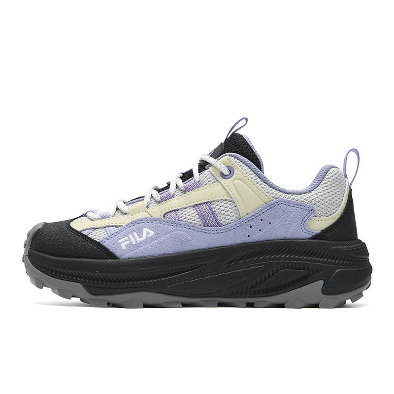 FILA TREK 2 Textile, Synthetic Leather, Split Cow Leather Height Increasing Low top Casual Shoes Women's Gray Purple