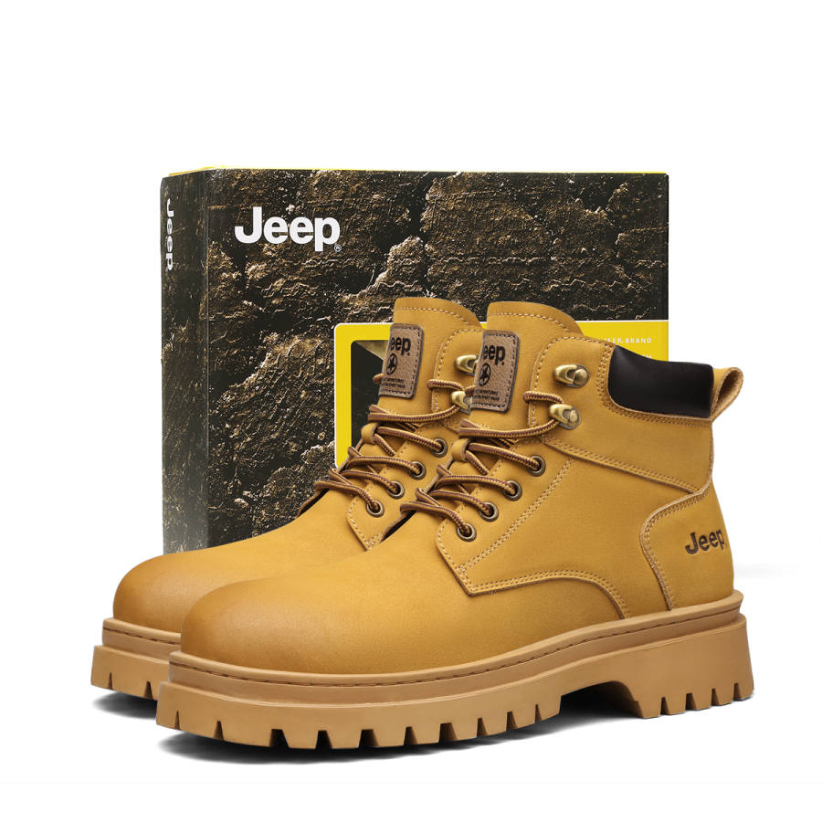 Jeep Cow Split Leather Short Mid Calf Combat Boots Men's